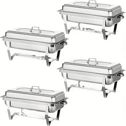Warmhoudplaat – Buffetwarmer – Chafing Dish – Warmhoudschaal – Rechaud – 4-Pack – RVS 408 Voedselveilig – 9 Liter Inhoud