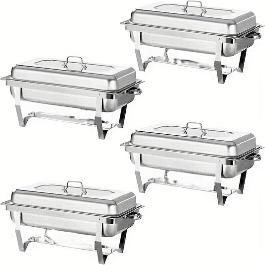 Warmhoudplaat – Buffetwarmer – Chafing Dish – Warmhoudschaal – Rechaud – 4-Pack – RVS 408 Voedselveilig – 9 Liter Inhoud
