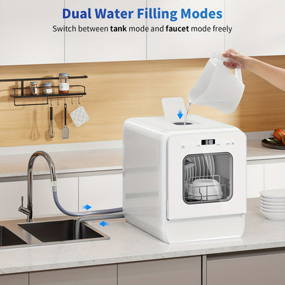Mini Vaatwasser – Tafelmodel Vaatwasser – Kleine Vaatwasser – Compacte Vaatwasser – Mini Dishwasher – Ingebouwd 5L Waterreservoir – 7+2 Wasprogramma’s & 24-Uurs Uitgestelde Start
