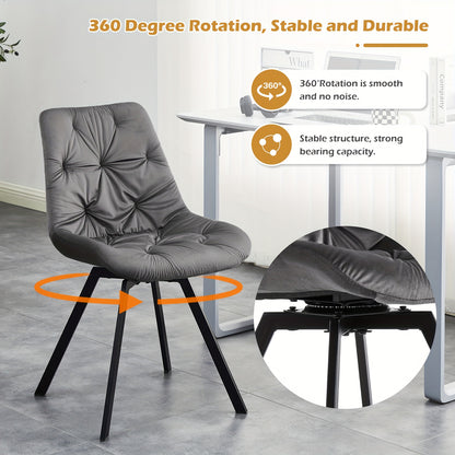 Velvet Draaistoel – Eetkamerstoel – Bureaustoel – Lounge Stoel – Draai Stoel – Zwart – 360° Draaibaar – Stevig Metalen Frame