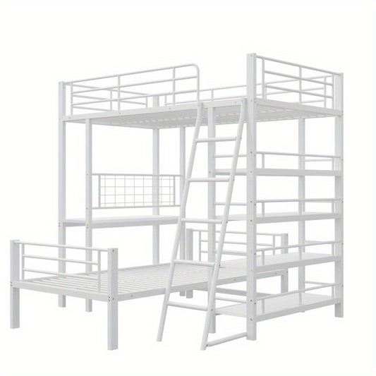 Hoogslaperbed – Stapelbed – Bed Frame – Metalen Bed – Eenpersoonsbed – 90x200 cm – Ruimtebesparend Ontwerp – Opbergruimte Onder Bed