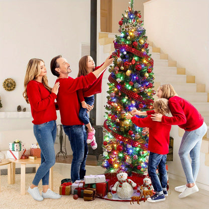 kunstkerstboom – nepkerstboom – kunstboom – kerstversiering – kerstdecoratie – 230 cm groot – 9 lichtstanden met warm wit en multicolor LEDs