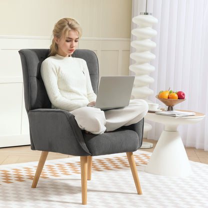 Fauteuil – Relaxfauteuil – Zitzak – Loungestoel – Armstoel – Velvetlook Bekleding – Max. Draaggewicht 120 Kg – Grijs