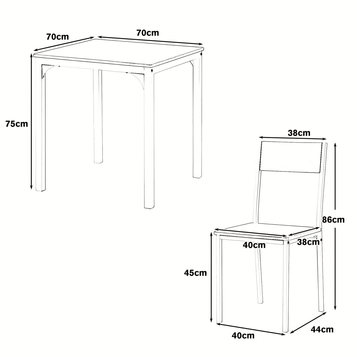 Eethoek – Zitgroep – Dinerset – Tafel Met 2 Stoelen – Balkonmeubilair – Compact En Praktisch – Massief Hout En Metaal