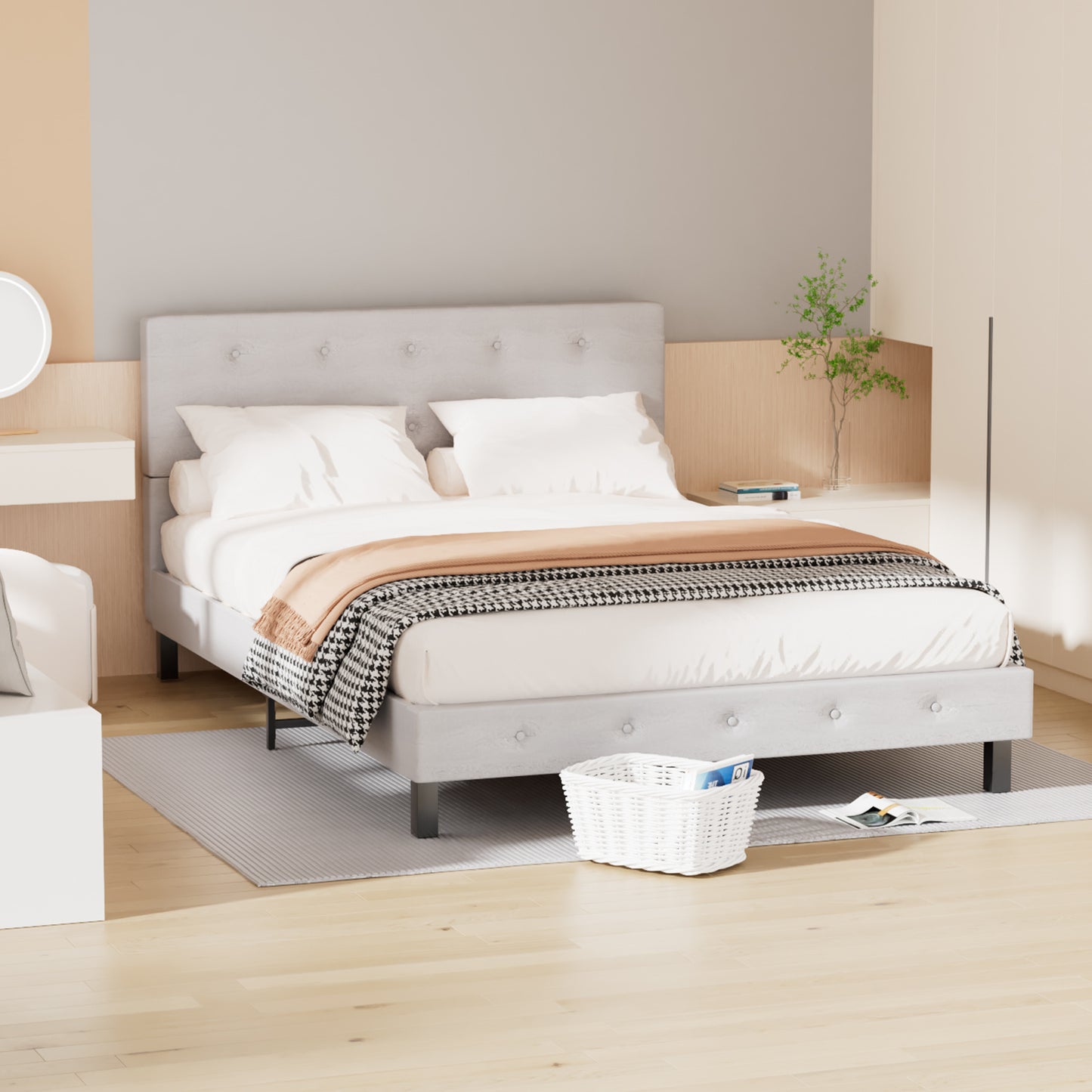 Bed Frame Robust Bed Frame Slatted Frame Maximum Load Capacity 350 Kg for Imitation Leather 120*200CM/140*200CM