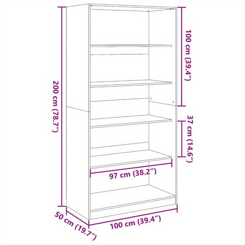 Kledingkast – Garderobekast – Opbergkast – Kledingkast Houten – Kast Bruin – Vrijstaand Design – Duurzaam Behandeld Hout Sonoma Eiken 100x50x200 cm