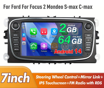 Autoradio – Multimedia Speler – Navigatie Systeem – Android Auto – Touchscreen – 7 Inch IPS Scherm – Android 14 – 2GB+64GB Geheugen