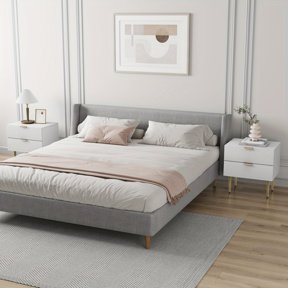 Nachtkastje – Bedside Table – Nachtkast – Bijzettafel – Opberglade – Modern Design – 2 Lades – Stevige Metalen Poten – Compact 53x41,5 cm