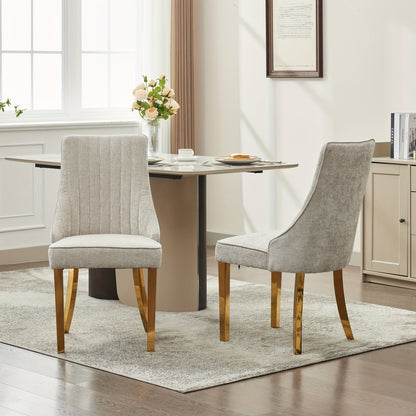 Eetkamerstoelen – Stoelen – Dining Chairs – Tuinstoelen – Keukenstoelen – Beige Met Gouden Poten – Zacht Gevoerd Zitvlak – Stevig Roestvrij Stalen Frame