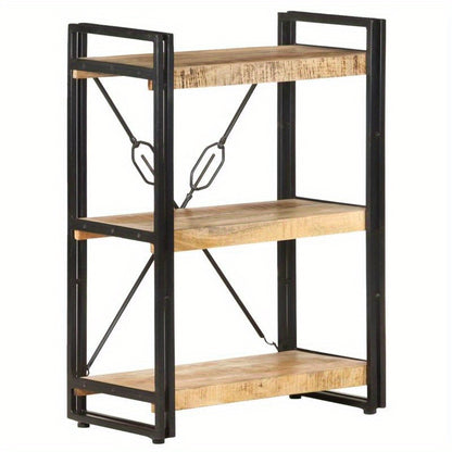 Bookshelf with 3 Shelves Measuring 60X30X80 Cm Made of Solid Mango Wood. Vertical Boards, Sturdy And Durable, Attractive, Ample Storage Space, Smooth Surface, Moisture-Resistant, Warp-Resistant, And Split-Resistant, Suitable