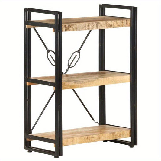 Bookshelf with 3 Shelves Measuring 60X30X80 Cm Made of Solid Mango Wood. Vertical Boards, Sturdy And Durable, Attractive, Ample Storage Space, Smooth Surface, Moisture-Resistant, Warp-Resistant, And Split-Resistant, Suitable
