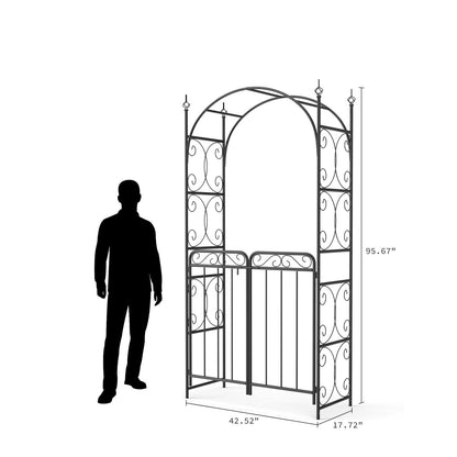Tuinboog – Metalen Boog – Klimboog – Tuinpoort – Klimrek – Zwart Metaal – 243,84 cm Hoog – Weerbestendig & Roestvrij