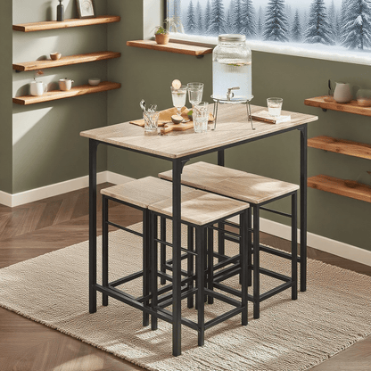 Bartafelset – Barset – Barkrukken – Keukentafel – Bistroset – Stijlvol MDF Tafelblad – Stevig Metalen Frame