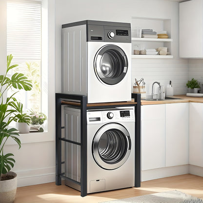 Wasmachine Rek – Wasmachine Ombouw – Wasmachine Kast – Droger Rek – Opbergrek – Zwart Metaal – Stabiel 350 kg Draagvermogen – Ruimtebesparend Stapelbaar Design