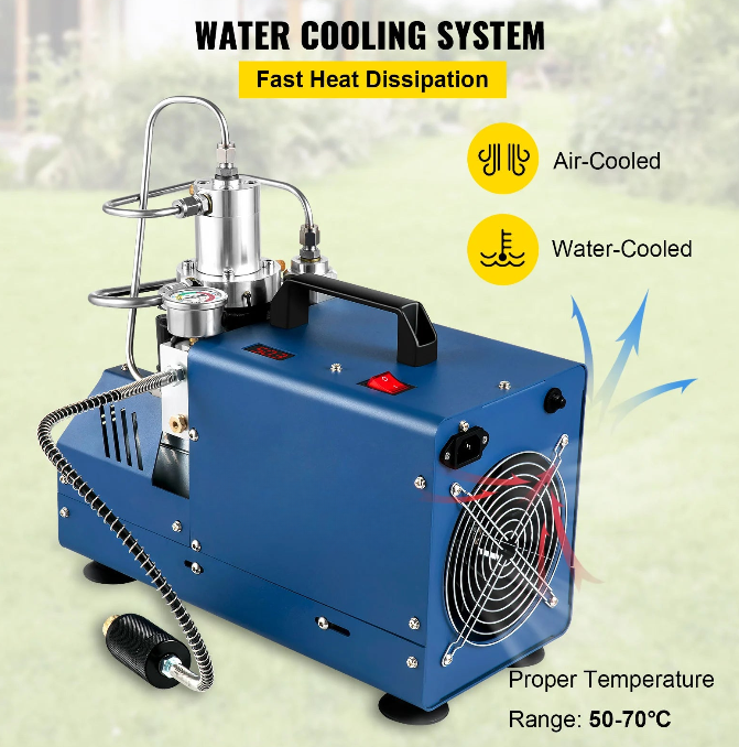 Luchtcompressorpomp - Luchtdruk - 1800W - 4500PSI - 30MPA - 300BAR - 220V - Compressor - Draagbare Compressor - Blauw - QUORE
