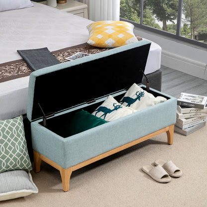 Opbergbank – Zitbank – Opbergkist – Halbank – Opbergbox – Scandinavisch Design – Ruime Opbergruimte 110x39x45 cm – Aqua Groen Stof