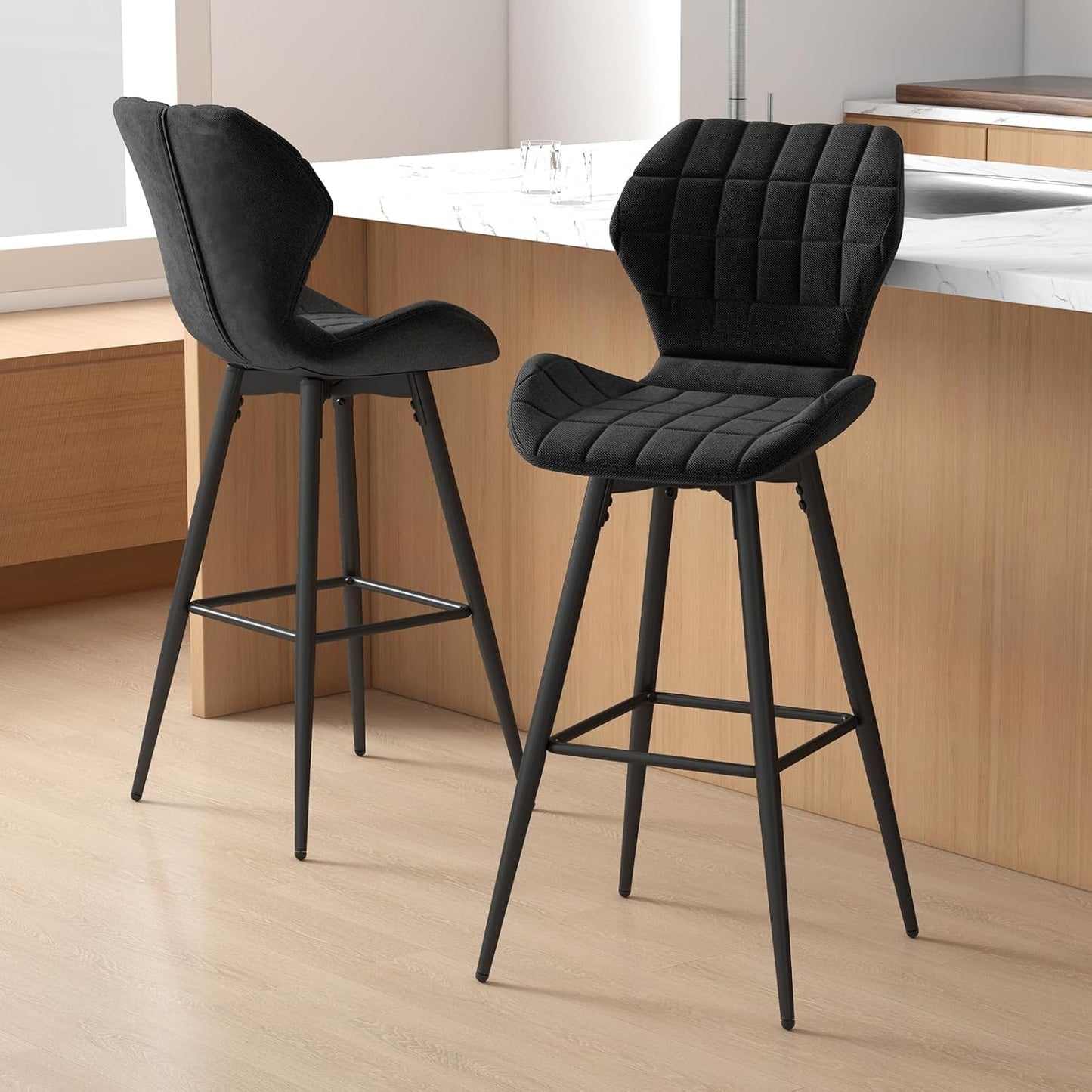 Barkrukken – Barstoelen – Keukenkrukken – Hoge Stoelen – Zitkrukken – Ergonomisch Foam Kussen – Verstelbare Voetjes
