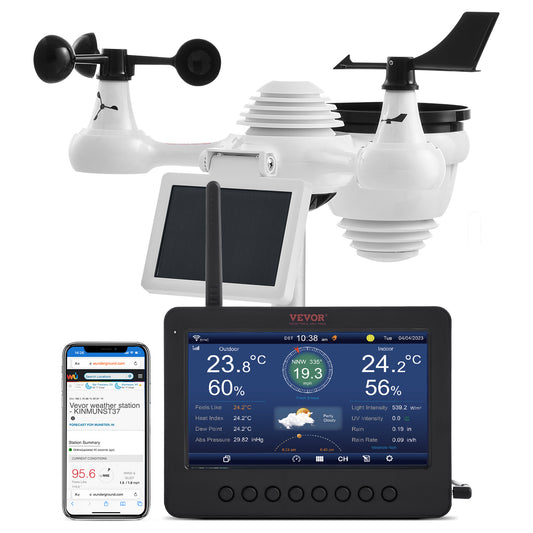Weerstation – Weerstation Draadloos – Weerstation Met Sensor – Weerstation Tuin – Weerstation Buiten – 7-In-1 Sensor – 7 Inch TFT Display