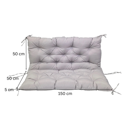 Bankkussen - Zitkussen - met Rugdeel - Ergonomisch - Zacht - voor Schommelbank - Meubels - Tuinbank - Eetbank - Verwijderbaar - Wasbaar - Waterdicht - Polyester - 120 x 100 cm - Lichtgrijs