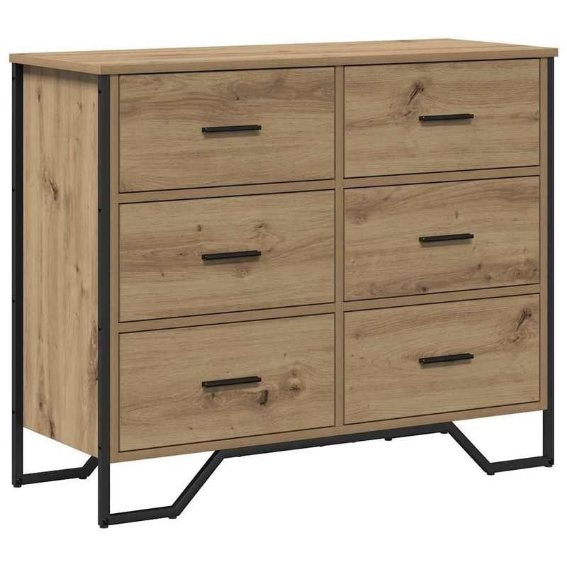 Oak Chest of Drawers - Modern 6-Drawer Heavy-Duty Storage Cabinet with Lockable Doors-Like Drawers, Oak Wood ( Assembly Required), -Standing Organizer for Bedroom, Living Room, Office - Sturdy Modern Furniture, Storage Cabine