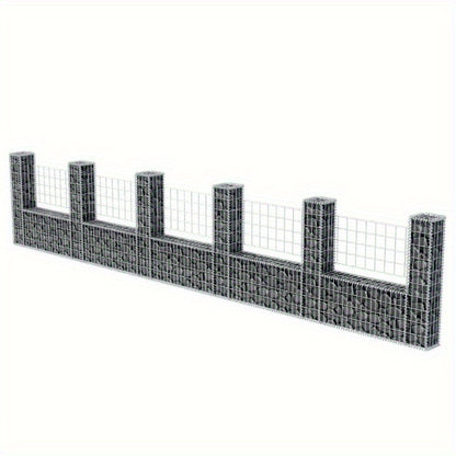 Gabion Mand – Gabion Wand – Steenkorf – Tuinmuur – Plantenbak – Zilver – Stalen U-Vorm – 570x20x100 cm – Weerbestendig & Duurzaam