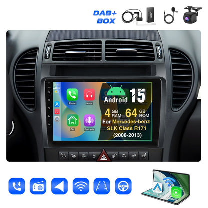 Android Autoradio – Multimedia Systeem – 2 DIN Radio – Touchscreen Radio – Auto Stereo – 9-Inch IPS Scherm – Android 15 Met DAB+ En AHD Achteruitrijcamera