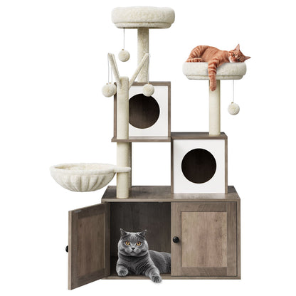 Kattenmeubel – Kattenbakkast – Klimhuisje – Kattenbakmeubel – Kattenkrabpaal – Ruimtebesparend Ontwerp – Duurzaam Spaanplaat