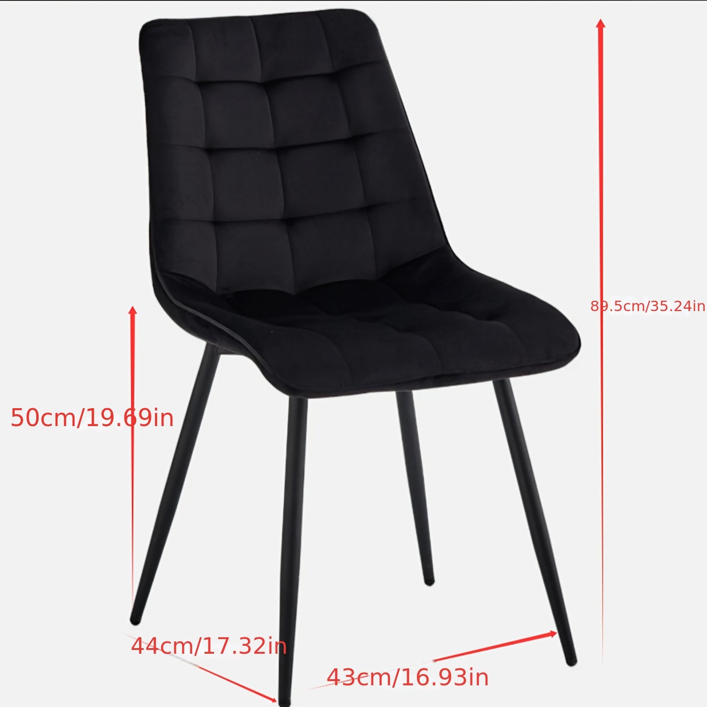 Set of 4 Modern Black Dining Chairs with Metal Legs & 16-Grid Backrest - Sturdy Lattice Design, Easy-Clean Surface, Hard Floor Compatible - Armless Kitchen, Office, Living Room Chairs for Contemporary Homes, Sleek Seating, Du