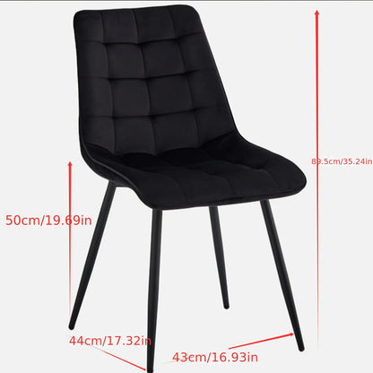 Set of 4 Modern Black Dining Chairs with Metal Legs & 16-Grid Backrest - Sturdy Lattice Design, Easy-Clean Surface, Hard Floor Compatible - Armless Kitchen, Office, Living Room Chairs for Contemporary Homes, Sleek Seating, Du