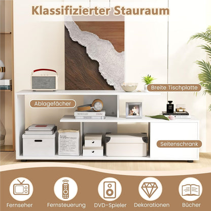 TV-meubel – TV-kast – Lowboard – Tv-meubel met opbergruimte – Tv-plank – Wit – Voor tv’s tot 55 inch – Uniek asymmetrisch design