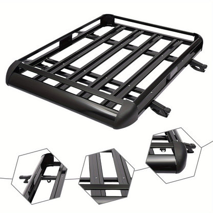 Aluminum Black Roof Rack Cargo Basket - Heavy-Duty 68.04 KG Capacity, Aerodynamic Design with Heavy-Duty Cross Bars & Easy No-Drill Installation, High Quality & Corrosion-Resistant, Large Roof Luggage Carrier for Cars, SUVs,