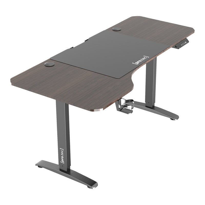 Hoogteverstelbaar Bureau – Zit Sta Bureau – Elektrisch Bureau – Verstelbaar Werkblad – Gaming Bureau – Met Geheugenfunctie – 160x75 cm MDF Walnoot – Draagkracht 80 kg Mat Zwart