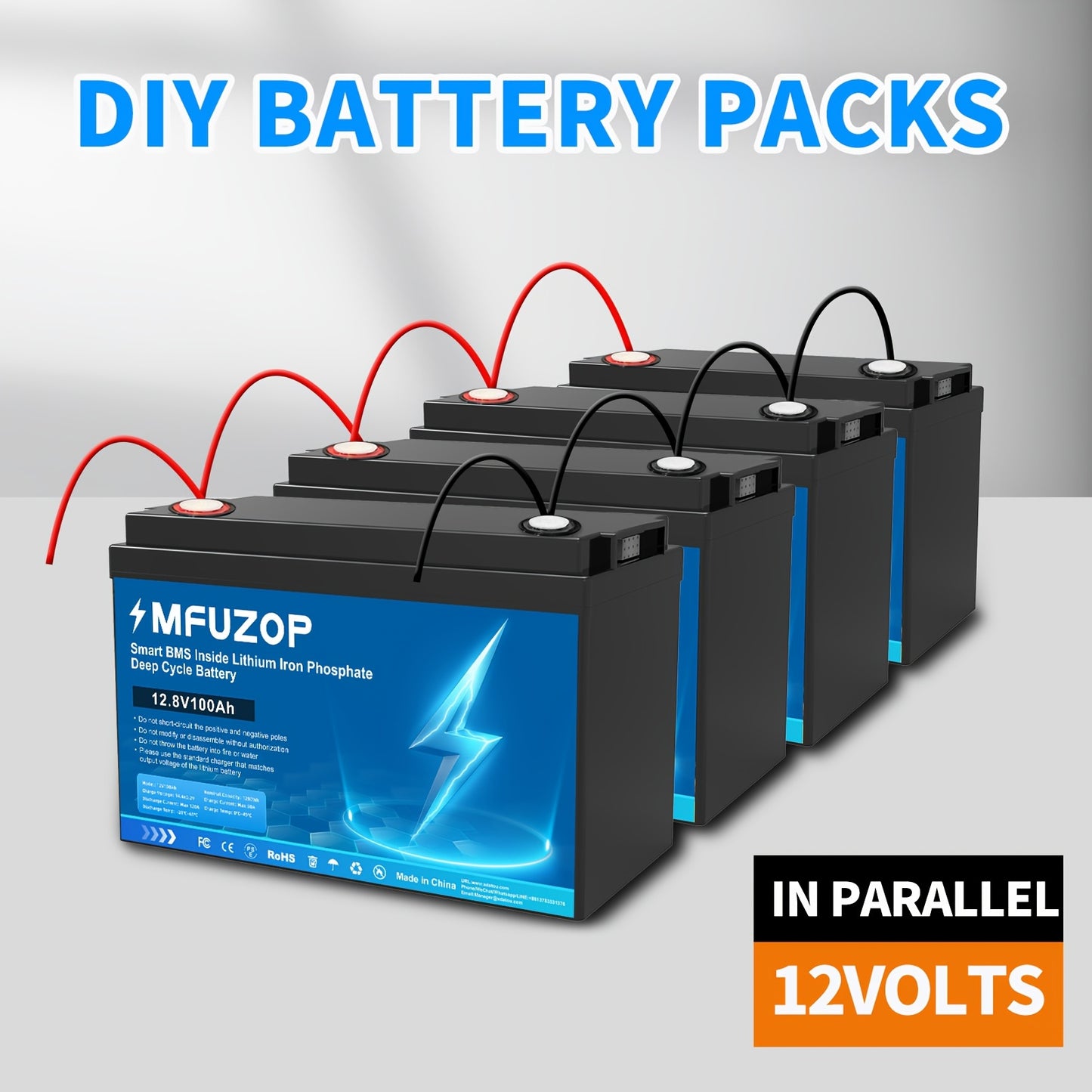Accubatterij – Lithium Accu – LiFePO4 Batterij – Lithiumijzerfosfaat Accu – Oplaadbare Batterij – 12V 300Ah Capaciteit – Max 2560W Output – BMS Beveiliging – 15.000 Levenscycli
