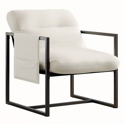 Sherpa Fauteuil – Relaxstoel – Zithoekstoel – Armstoel – Accentstoel – Beige Kleur – Metalen Frame – Zacht Sherpa Stof – Ergonomisch Ontwerp