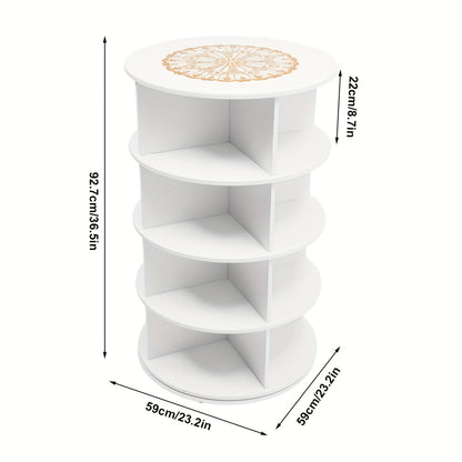 Draaibare Schoenenrek – Schoenenorganizer – Schoenenkast – Schoenentoren – Schoenenstandaard – 4-Lagen – 360° Rotatie – Wit – Vrijstaand – Compact – Duurzaam PVC