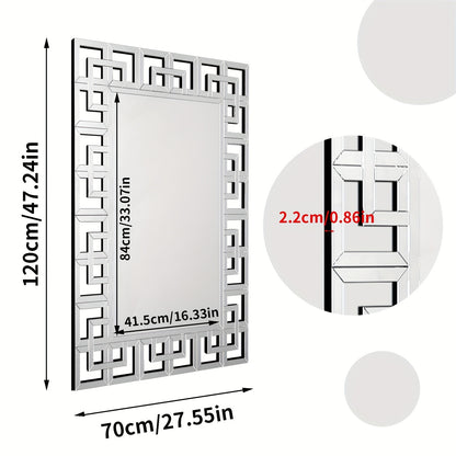 Wandspiegel – Passpiegel – Halspiegel – Badkamerspiegel – Decoratieve Spiegel – 120x70 cm – Bevestiging Horizontaal en Verticaal – Hoogwaardig 5mm Zilverglas