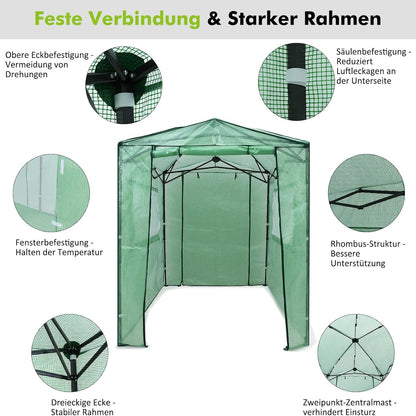 Draagbaar Kasje – Mini Kas – Kweekkas – Plantenkas – Tuinkas – Met Stevig Stalen Frame – Inclusief Grote Oprolbare Ramen – Groen