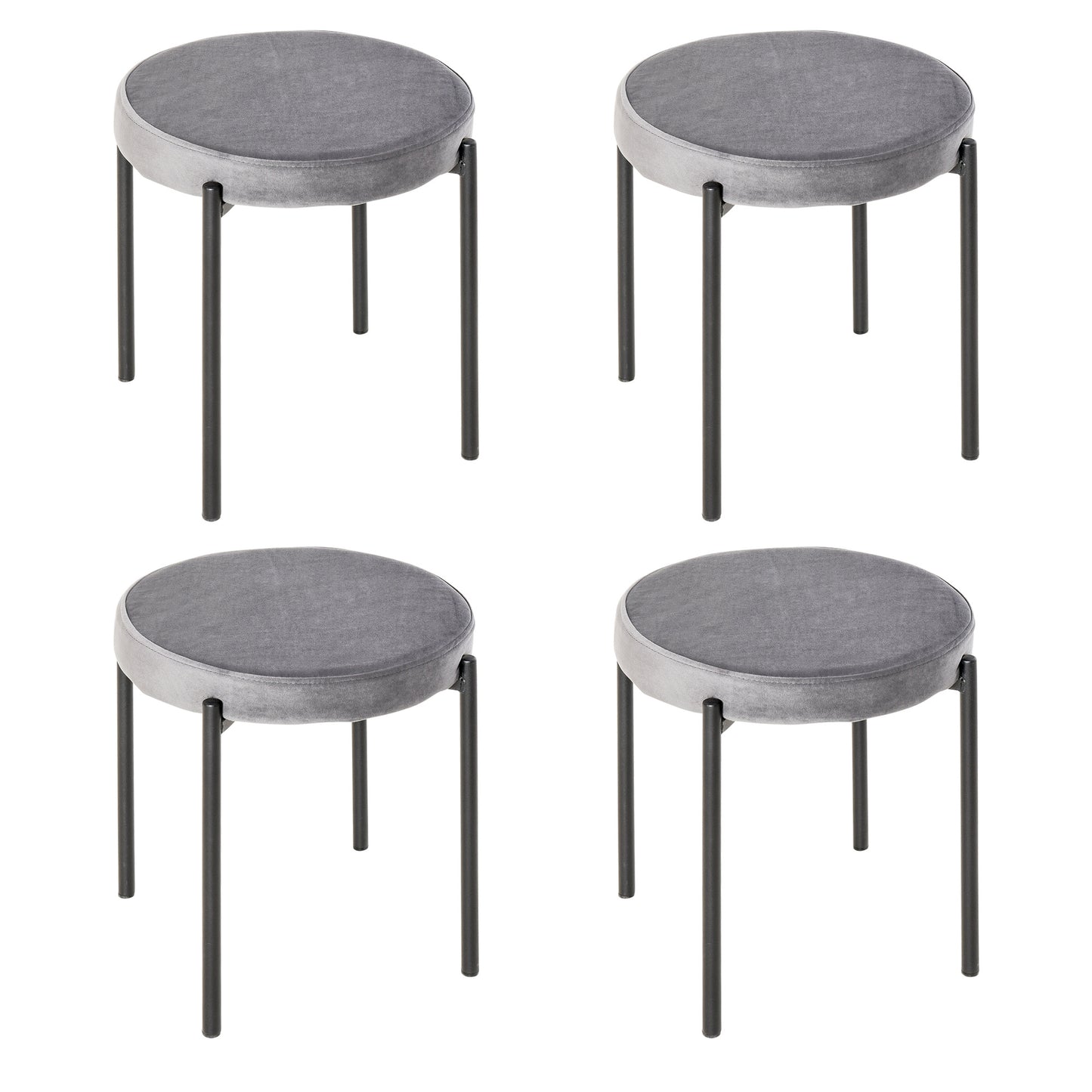Stapelbare Krukken – Barstoelen – Keukenkrukken – Eetkamerstoelen – Zitkrukken – Set Van 4 – Fluwelen Zitting – Stevige Metalen Constructie