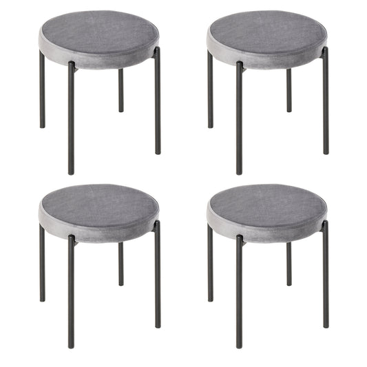 Barkrukken – Krukken – Stapelbare Stoelen – Keukenkrukken – Velours Stoelen – Set Van 4 Donkergrijs – Stapelbaar & Stevig Metalen Frame – Zachte Velours Bekleding