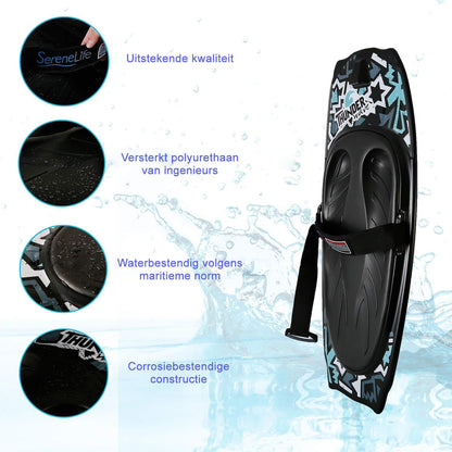 Kneeboard – Watersport Board – Kniesurfboard – Bodyboard – Waterplank – Zwart/Blauw – Ultralicht Gewicht – Inclusief Verstelbare Veiligheidsband