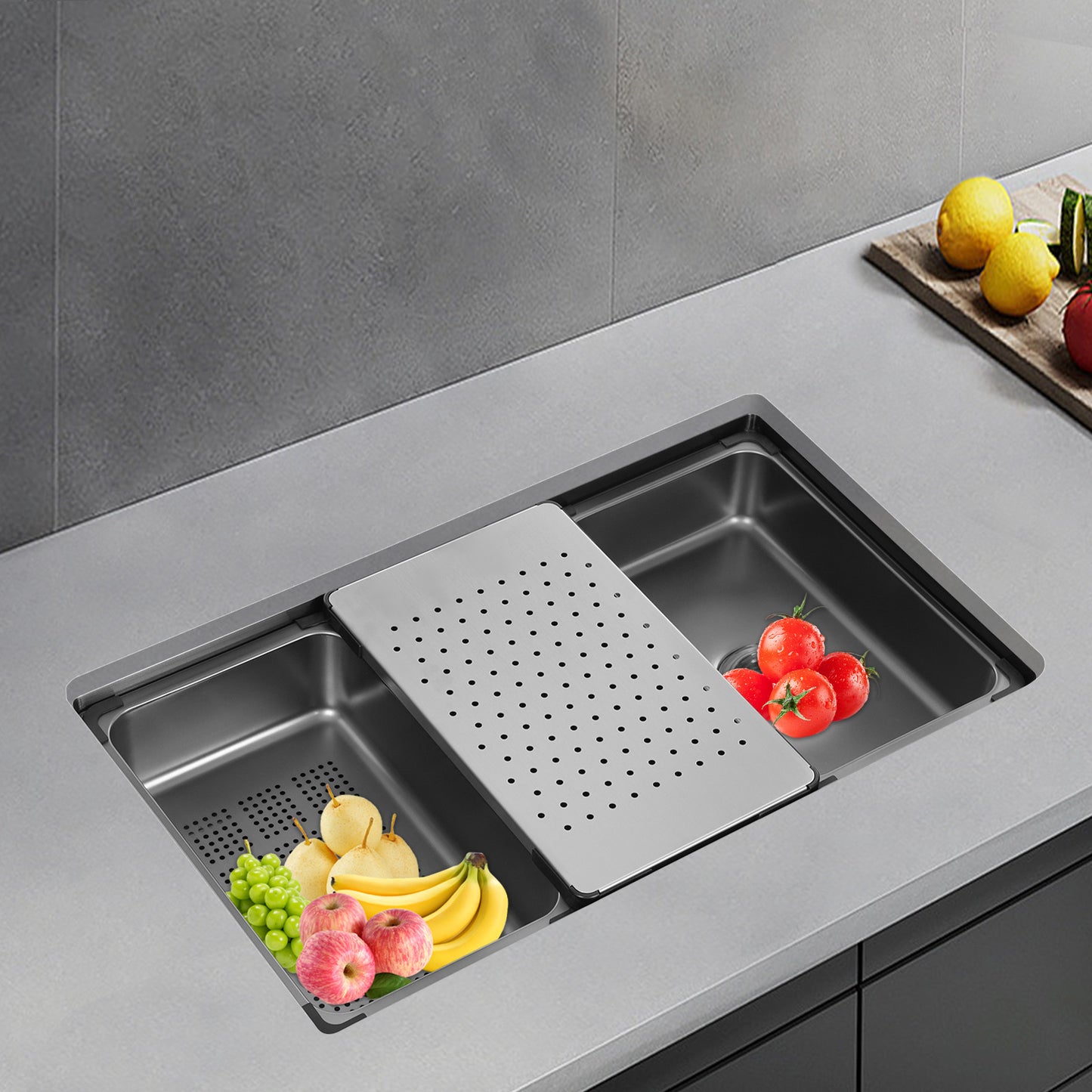 Keukenspoelbak – Spoelbak – Gootsteen – Wasbak – Spoelbakken – Zwart RVS – 76x45 cm – 304 Roestvrij Staal – Grote Inhoud & Inclusief Afdruipmand