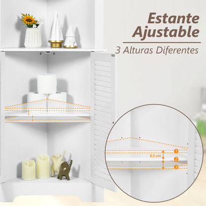 Hoekkast – Hoekmeubel – Badkamerkast – Kolomkast – Opbergkast – Ruimtebesparend Design – Verstelbare Plank