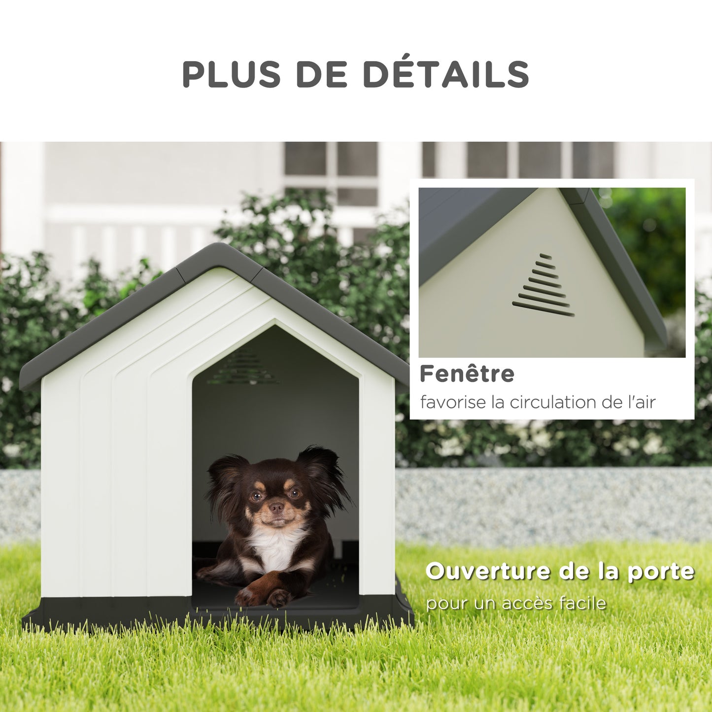 Hondenhok – Hondenkennel – Hondenhuis – Hondenbench – Buitenkennel – Waterdicht Kunststof – Compact 62x61x60 cm – Ventilatieraampje