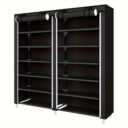 Schoenenrek – Schoenenkast – Schoenenopberger – Schoenenrek 2 Lagen – Schoenenbok – Zwart Non-woven – Ruimtebesparend Design – 120x30x110 cm