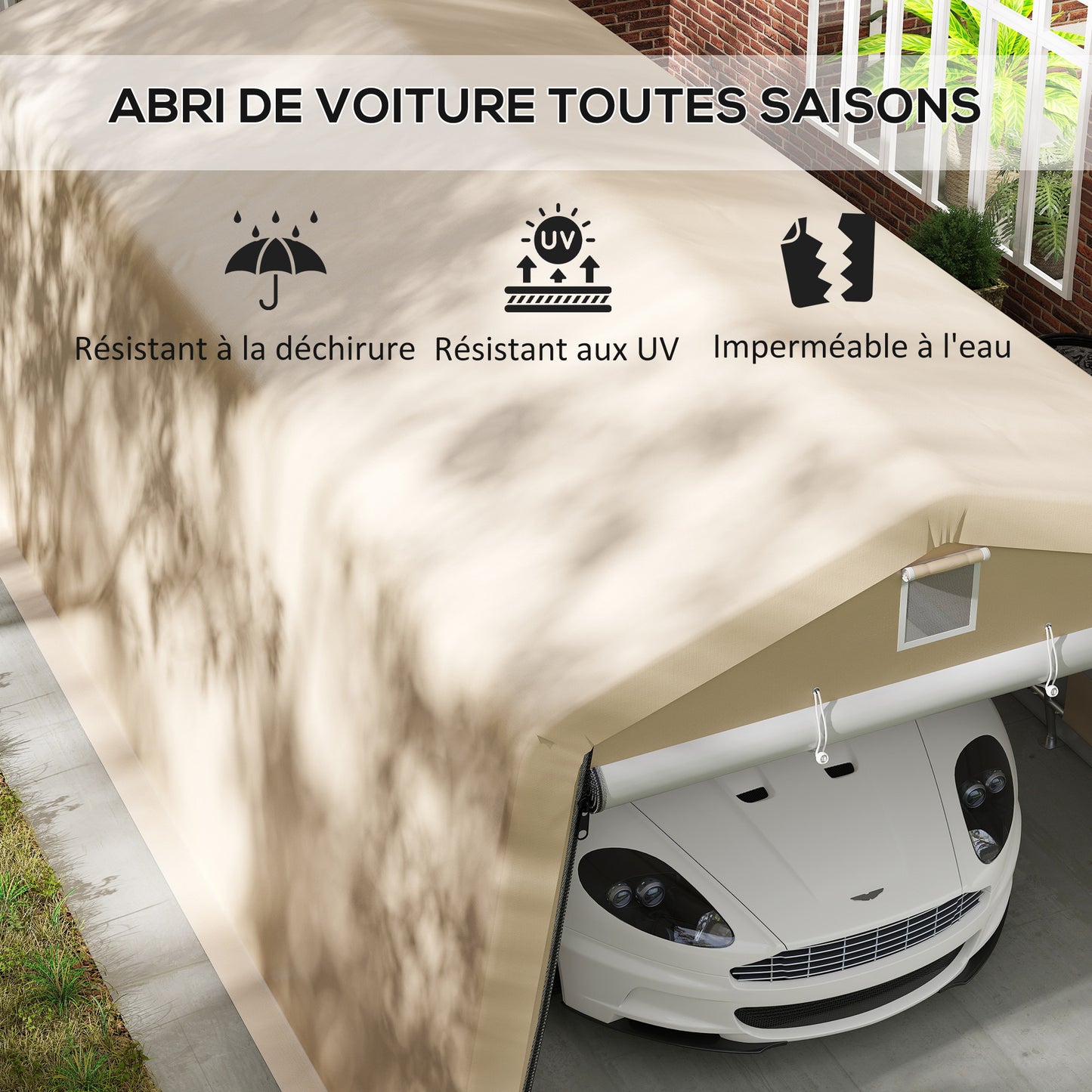 Carport – Car Garage – Overkapping – Tuinoverkapping – Garagetent – Gegalvaniseerd Stalen Frame – Waterdicht PE Doek 6,2 x 3,3 x 2,4 m
