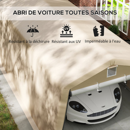 Carport – Car Garage – Overkapping – Tuinoverkapping – Garagetent – Gegalvaniseerd Stalen Frame – Waterdicht PE Doek 6,2 x 3,3 x 2,4 m