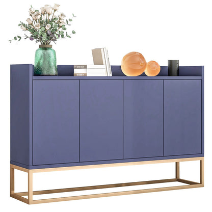 Sideboard – Dressoir – Opbergkast – Buffetkast – Kast – Greeploos Design – Verstelbare Planken – Metaalpoten – Wit – 120x30x80 cm