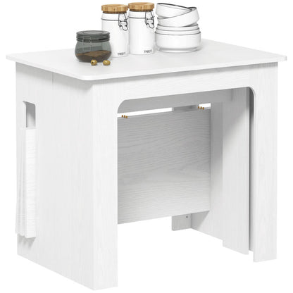 Dining table, folding table, extendable kitchen table, dining room table, chipboard, 60-180 x 85 x 75cm, white, Spacesaving Furniture, Extendable Table, Functional Furniture, Chipboard Table, Easy Assembly, Folding Desk, Mult