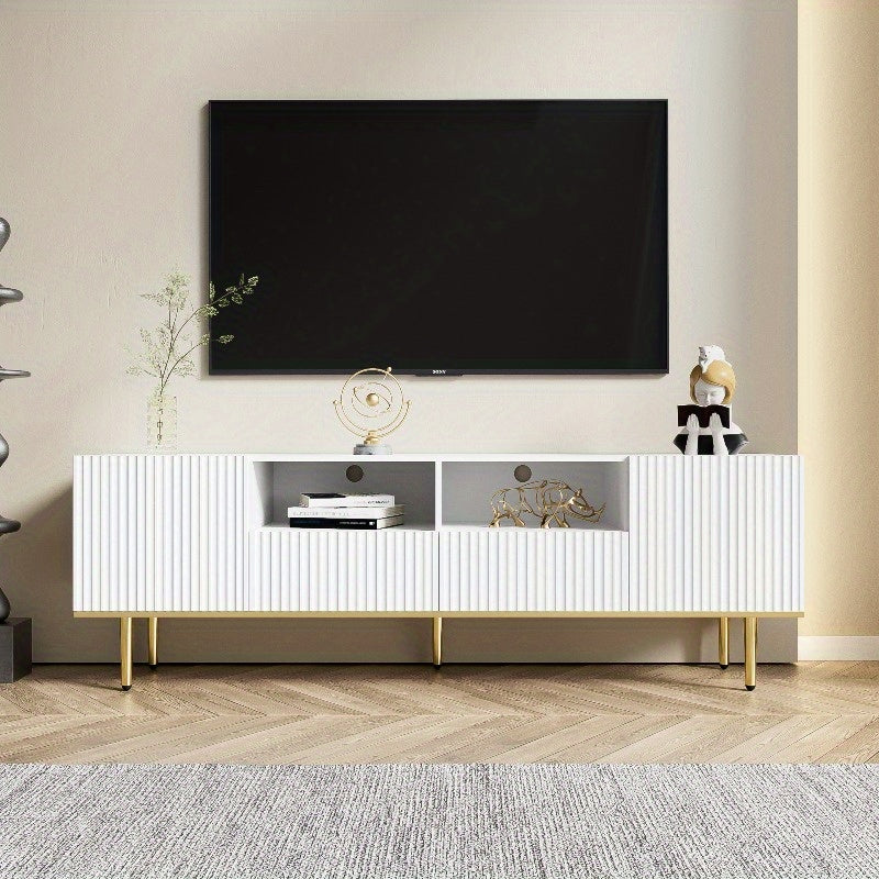 Tv Meubel – Tv Kast – Media Console – Entertainment Center – Meuble Tv Avec Rangement – Metaal Met Gouden Accenten – Duurzaam En Compact Design