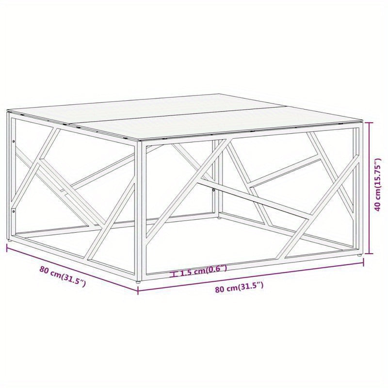Salontafel – Bijzettafel – Woonkamertafel – Koffietafel – Tafeltje – Roestvrijstaal Frame – Gehard Glas – Zilverkleurig – Stevig & Duurzaam – Compact Formaat